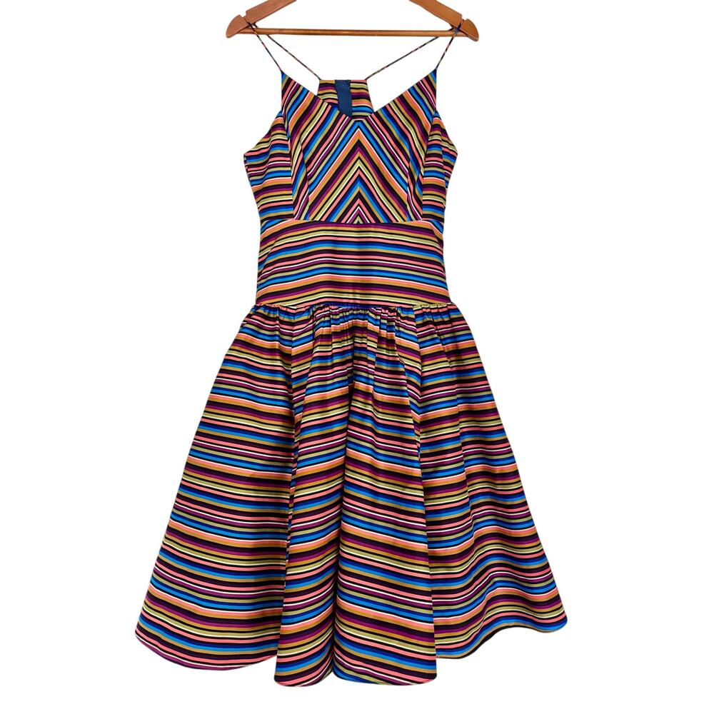 Tracy Reese Multicolor Striped Silk Party Cocktail Dress— Size XS / Small